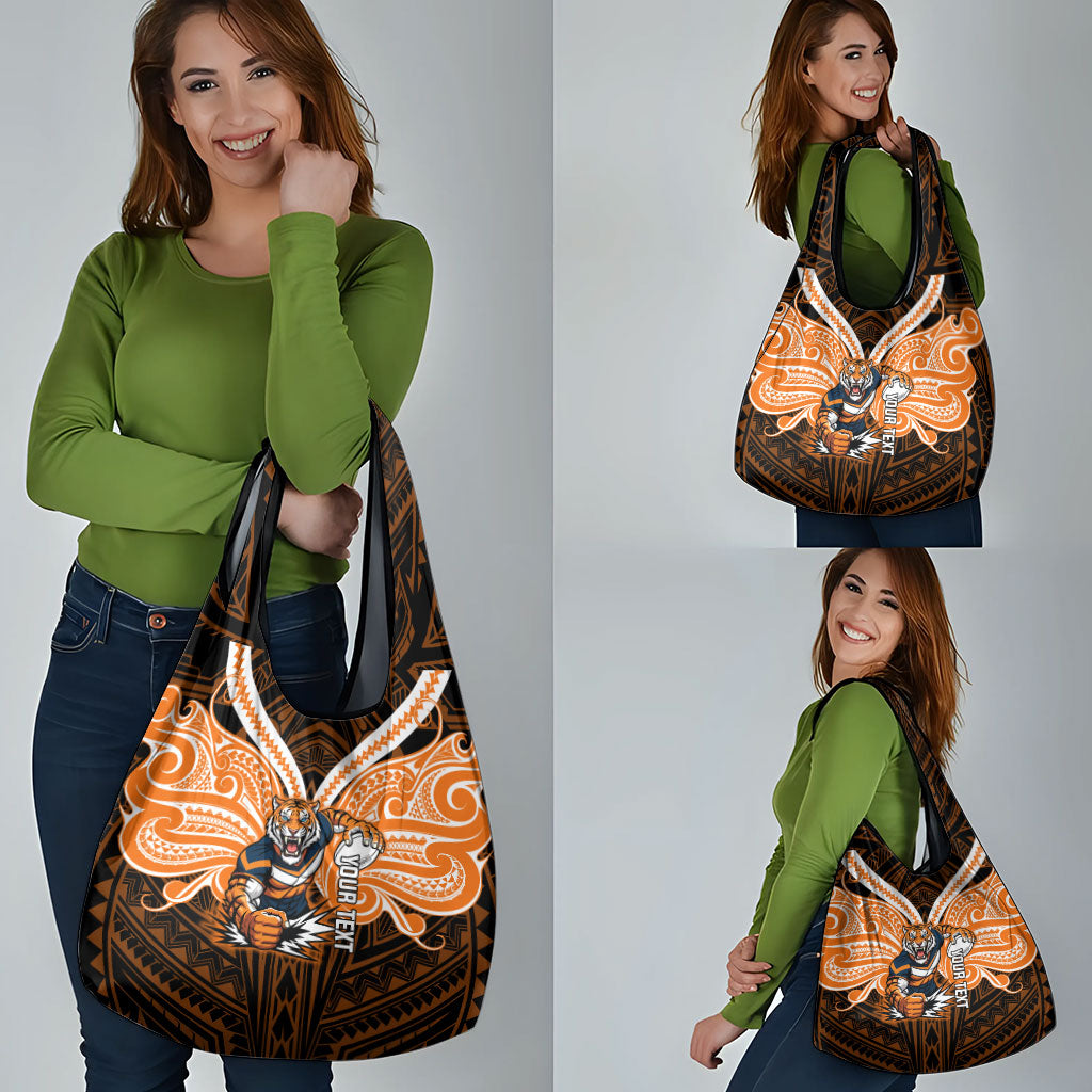 Custom Wests Tigers Grocery Bag TigerWarrior Polynesia Islander Rugby Mascot