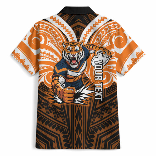 Custom Wests Tigers Hawaiian Shirt TigerWarrior Polynesia Islander Rugby Mascot