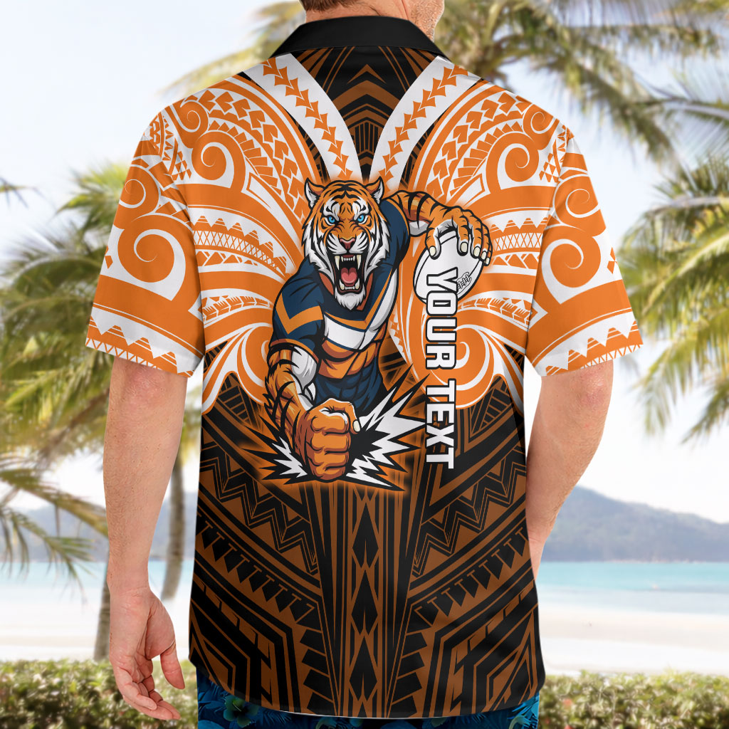 Custom Wests Tigers Hawaiian Shirt TigerWarrior Polynesia Islander Rugby Mascot