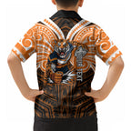 Custom Wests Tigers Hawaiian Shirt TigerWarrior Polynesia Islander Rugby Mascot