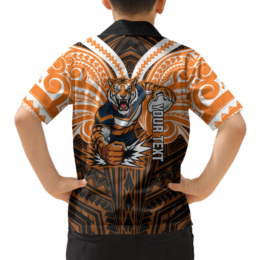 Custom Wests Tigers Hawaiian Shirt TigerWarrior Polynesia Islander Rugby Mascot