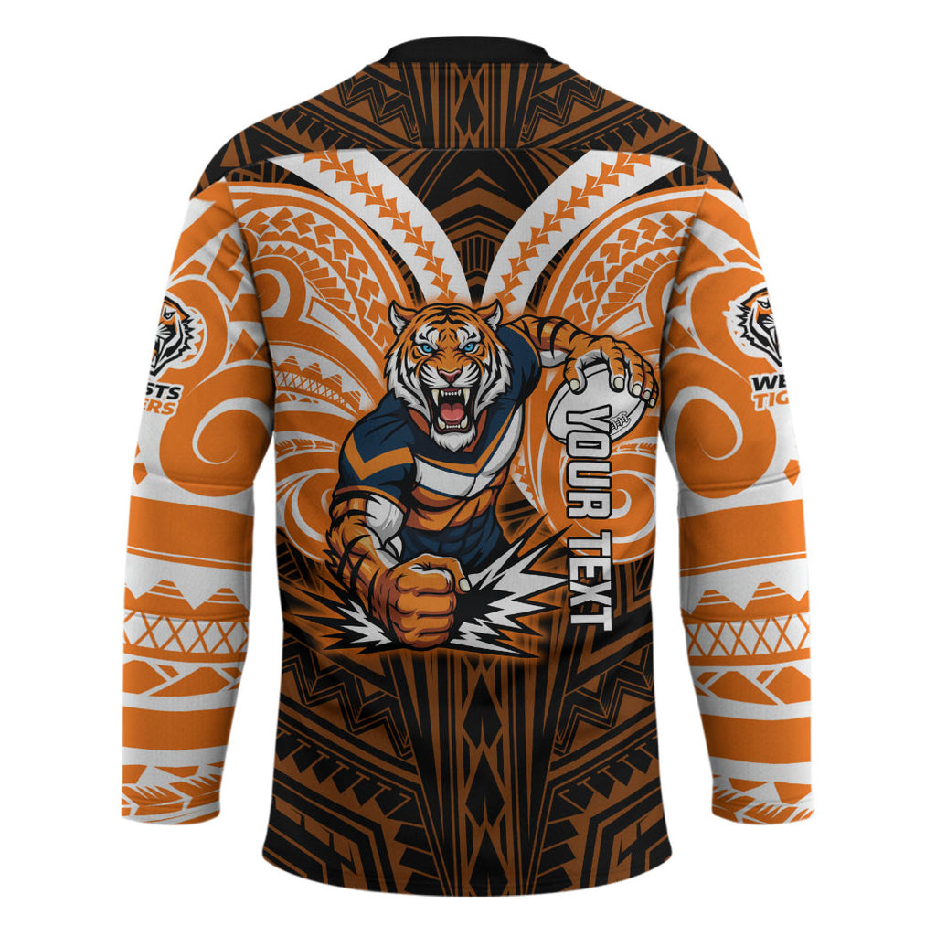 Custom Wests Tigers Hockey Jersey TigerWarrior Polynesia Islander Rugby Mascot