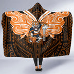 Custom Wests Tigers Hooded Blanket TigerWarrior Polynesia Islander Rugby Mascot