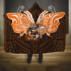 Custom Wests Tigers Hooded Blanket TigerWarrior Polynesia Islander Rugby Mascot
