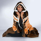 Custom Wests Tigers Hooded Blanket TigerWarrior Polynesia Islander Rugby Mascot