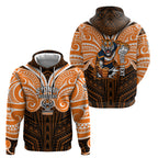 Custom Wests Tigers Hoodie TigerWarrior Polynesia Islander Rugby Mascot
