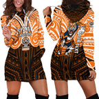 Custom Wests Tigers Hoodie Dress TigerWarrior Polynesia Islander Rugby Mascot