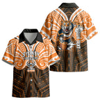 Custom Wests Tigers Kid Hawaiian Shirt TigerWarrior Polynesia Islander Rugby Mascot