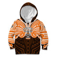 Custom Wests Tigers Kid Hoodie TigerWarrior Polynesia Islander Rugby Mascot