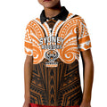 Custom Wests Tigers Kid Polo Shirt TigerWarrior Polynesia Islander Rugby Mascot