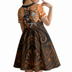 Custom Wests Tigers Kid Short Sleeve Dress TigerWarrior Polynesia Islander Rugby Mascot