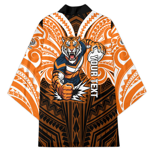 Custom Wests Tigers Kimono TigerWarrior Polynesia Islander Rugby Mascot