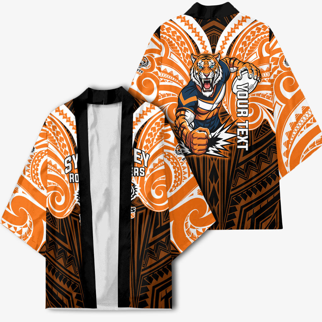 Custom Wests Tigers Kimono TigerWarrior Polynesia Islander Rugby Mascot