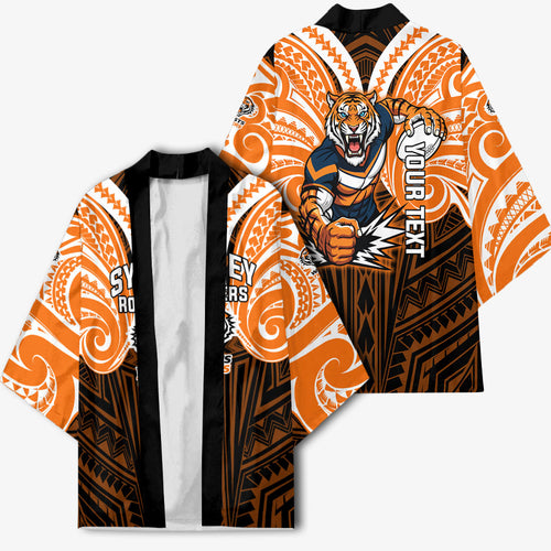 Custom Wests Tigers Kimono TigerWarrior Polynesia Islander Rugby Mascot