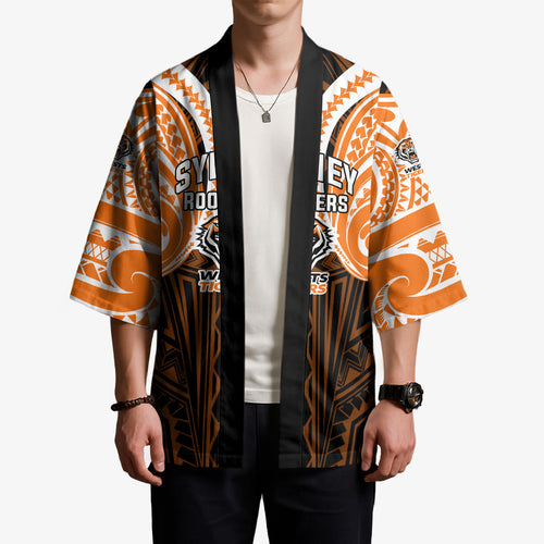 Custom Wests Tigers Kimono TigerWarrior Polynesia Islander Rugby Mascot
