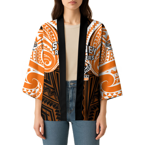 Custom Wests Tigers Kimono TigerWarrior Polynesia Islander Rugby Mascot