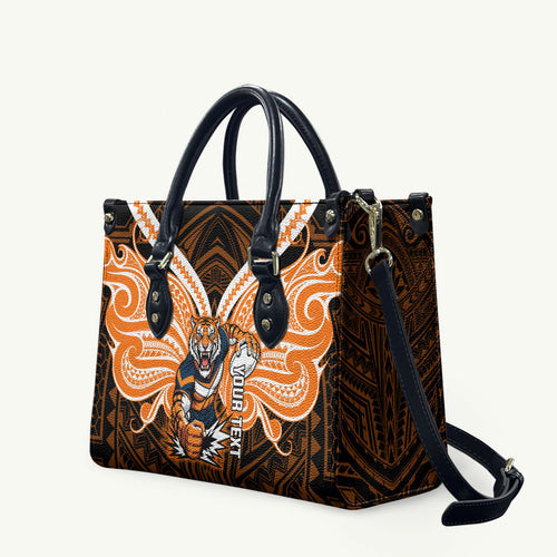 Custom Wests Tigers Leather Bag TigerWarrior Polynesia Islander Rugby Mascot