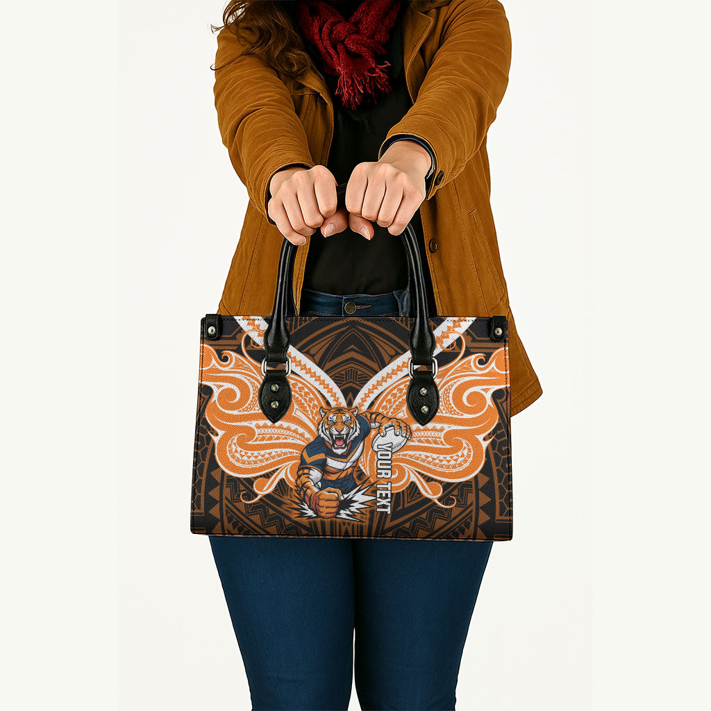Custom Wests Tigers Leather Bag TigerWarrior Polynesia Islander Rugby Mascot