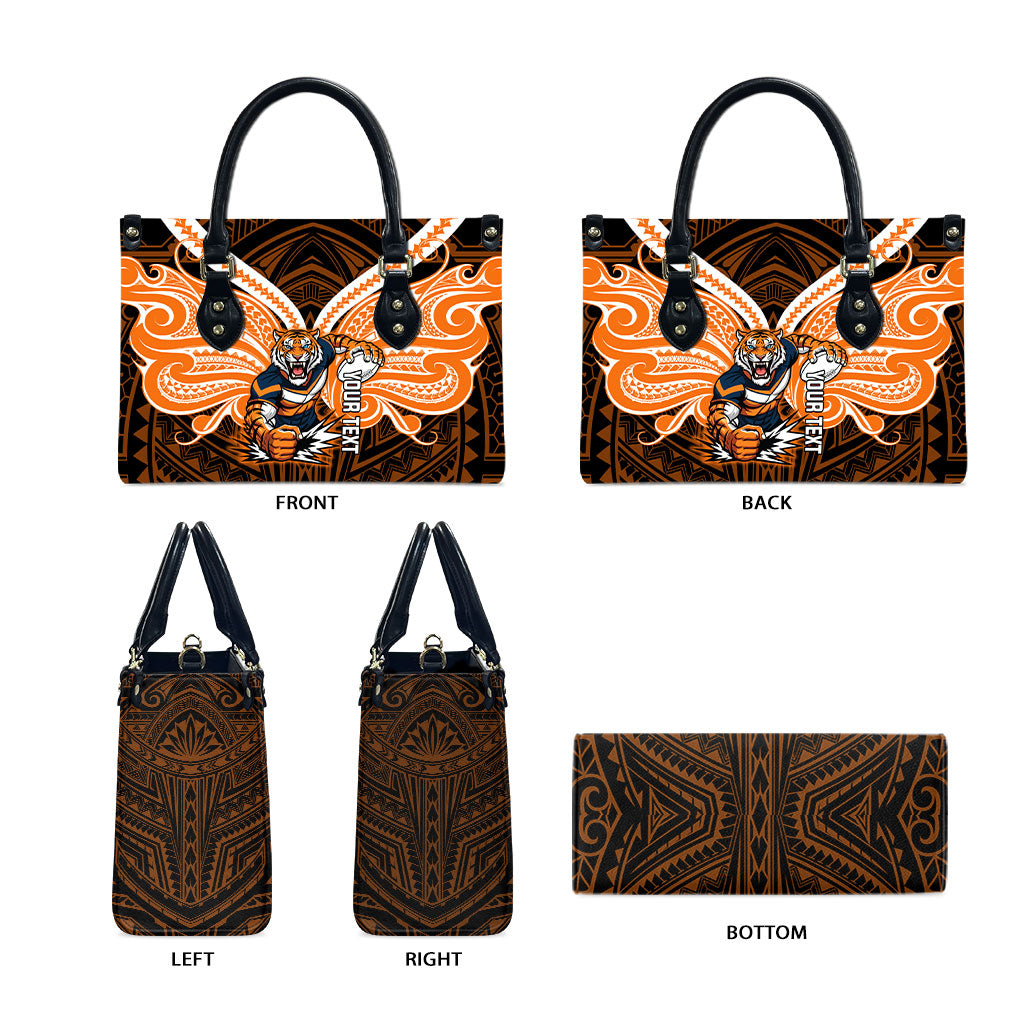 Custom Wests Tigers Leather Bag TigerWarrior Polynesia Islander Rugby Mascot