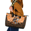 Custom Wests Tigers Leather Tote Bag TigerWarrior Polynesia Islander Rugby Mascot