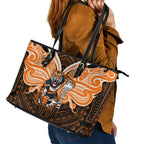 Custom Wests Tigers Leather Tote Bag TigerWarrior Polynesia Islander Rugby Mascot