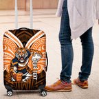 Custom Wests Tigers Luggage Cover TigerWarrior Polynesia Islander Rugby Mascot