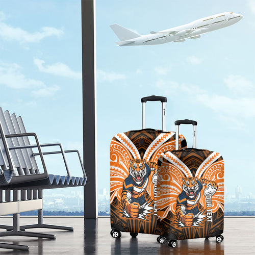 Custom Wests Tigers Luggage Cover TigerWarrior Polynesia Islander Rugby Mascot