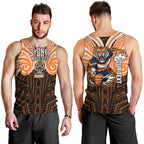 Custom Wests Tigers Men Tank Top TigerWarrior Polynesia Islander Rugby Mascot