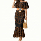 Custom Wests Tigers Mermaid Dress TigerWarrior Polynesia Islander Rugby Mascot