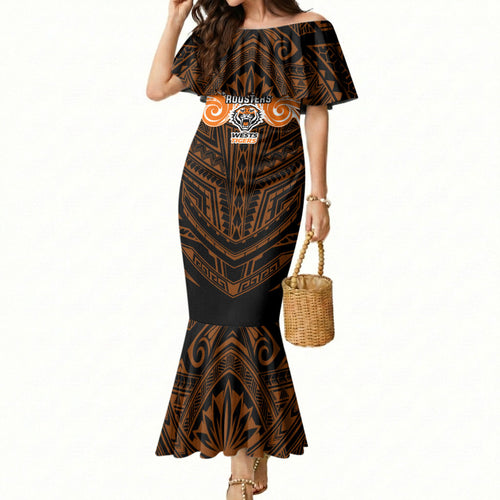 Custom Wests Tigers Mermaid Dress TigerWarrior Polynesia Islander Rugby Mascot
