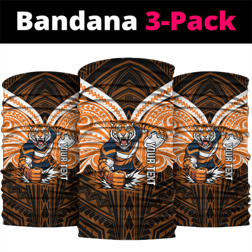Custom Wests Tigers Neck Gaiter TigerWarrior Polynesia Islander Rugby Mascot