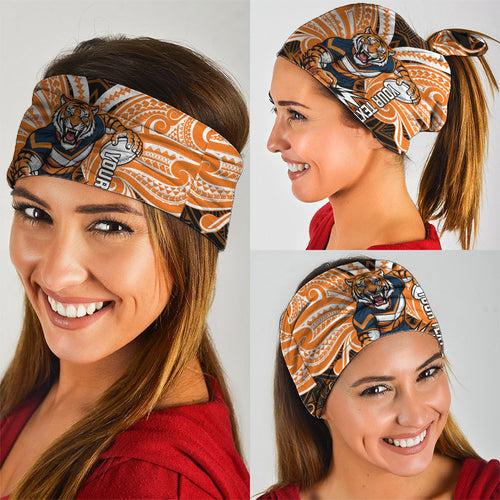Custom Wests Tigers Neck Gaiter TigerWarrior Polynesia Islander Rugby Mascot