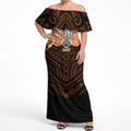 Custom Wests Tigers Off Shoulder Maxi Dress TigerWarrior Polynesia Islander Rugby Mascot