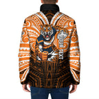 Custom Wests Tigers Padded Jacket TigerWarrior Polynesia Islander Rugby Mascot