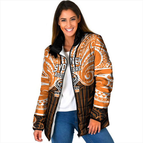 Custom Wests Tigers Padded Jacket TigerWarrior Polynesia Islander Rugby Mascot