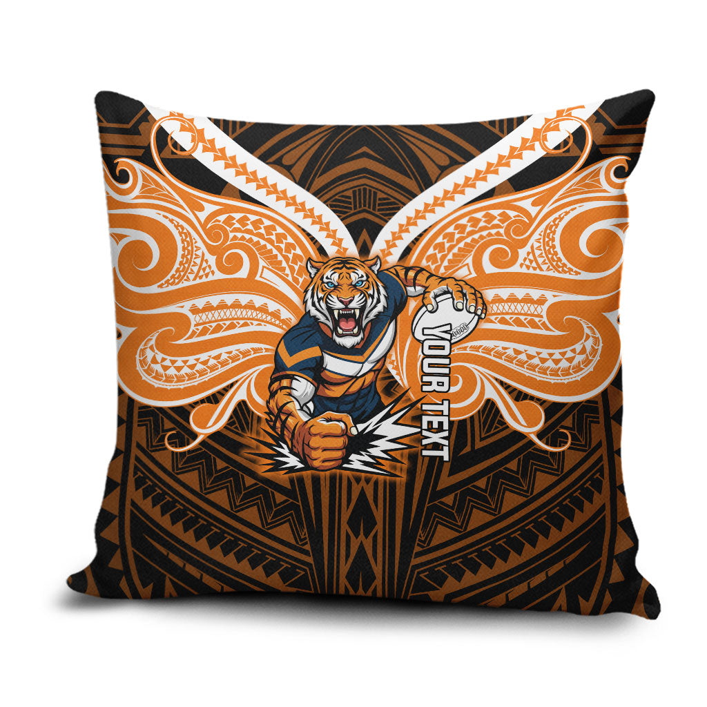 Custom Wests Tigers Pillow Cover TigerWarrior Polynesia Islander Rugby Mascot