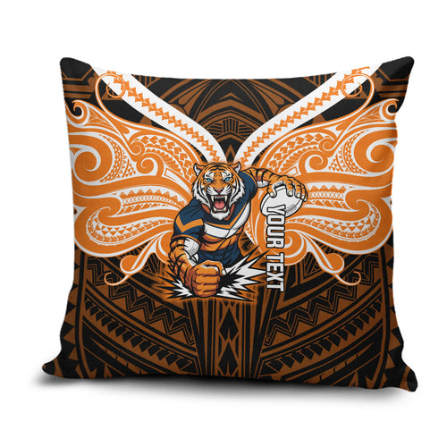 Custom Wests Tigers Pillow Cover TigerWarrior Polynesia Islander Rugby Mascot
