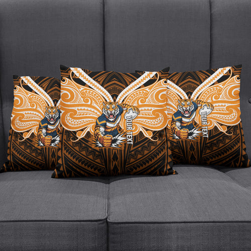 Custom Wests Tigers Pillow Cover TigerWarrior Polynesia Islander Rugby Mascot