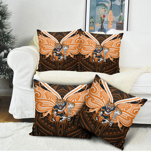 Custom Wests Tigers Pillow Cover TigerWarrior Polynesia Islander Rugby Mascot
