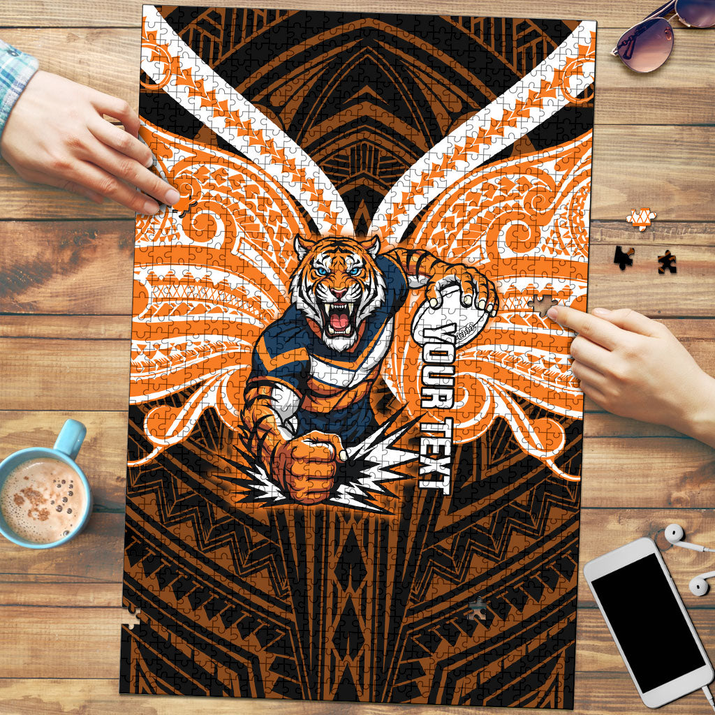 Custom Wests Tigers Puzzle TigerWarrior Polynesia Islander Rugby Mascot