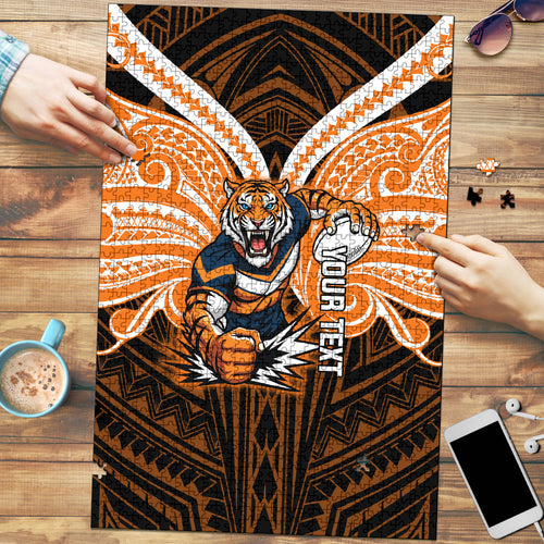 Custom Wests Tigers Puzzle TigerWarrior Polynesia Islander Rugby Mascot