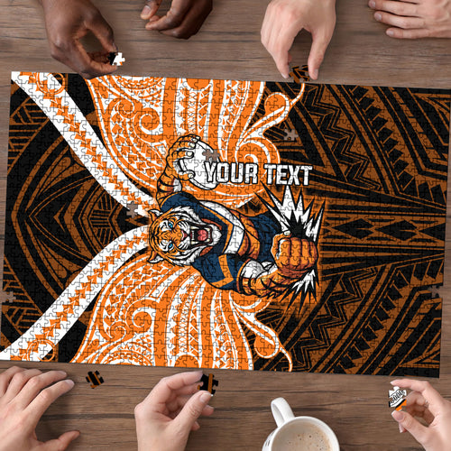 Custom Wests Tigers Puzzle TigerWarrior Polynesia Islander Rugby Mascot