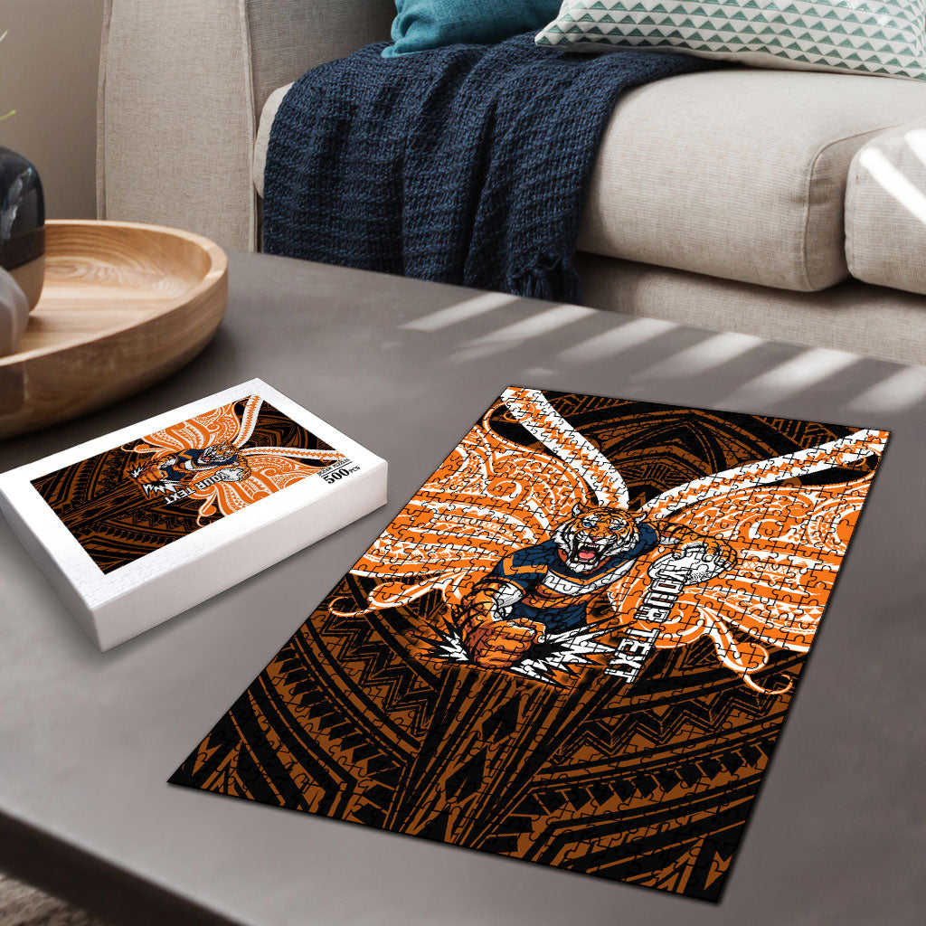 Custom Wests Tigers Puzzle TigerWarrior Polynesia Islander Rugby Mascot