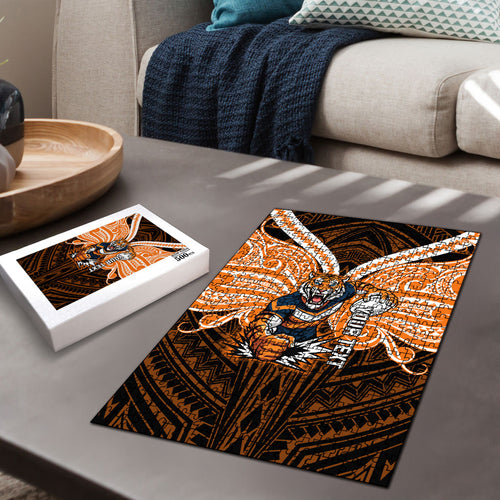 Custom Wests Tigers Puzzle TigerWarrior Polynesia Islander Rugby Mascot