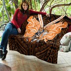 Custom Wests Tigers Quilt TigerWarrior Polynesia Islander Rugby Mascot