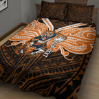 Custom Wests Tigers Quilt Bed Set TigerWarrior Polynesia Islander Rugby Mascot