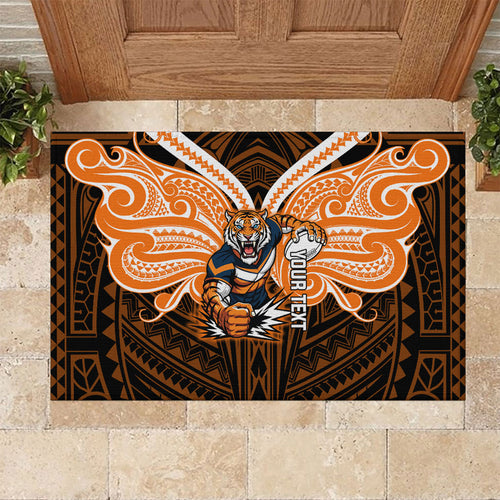 Custom Wests Tigers Rubber Doormat TigerWarrior Polynesia Islander Rugby Mascot