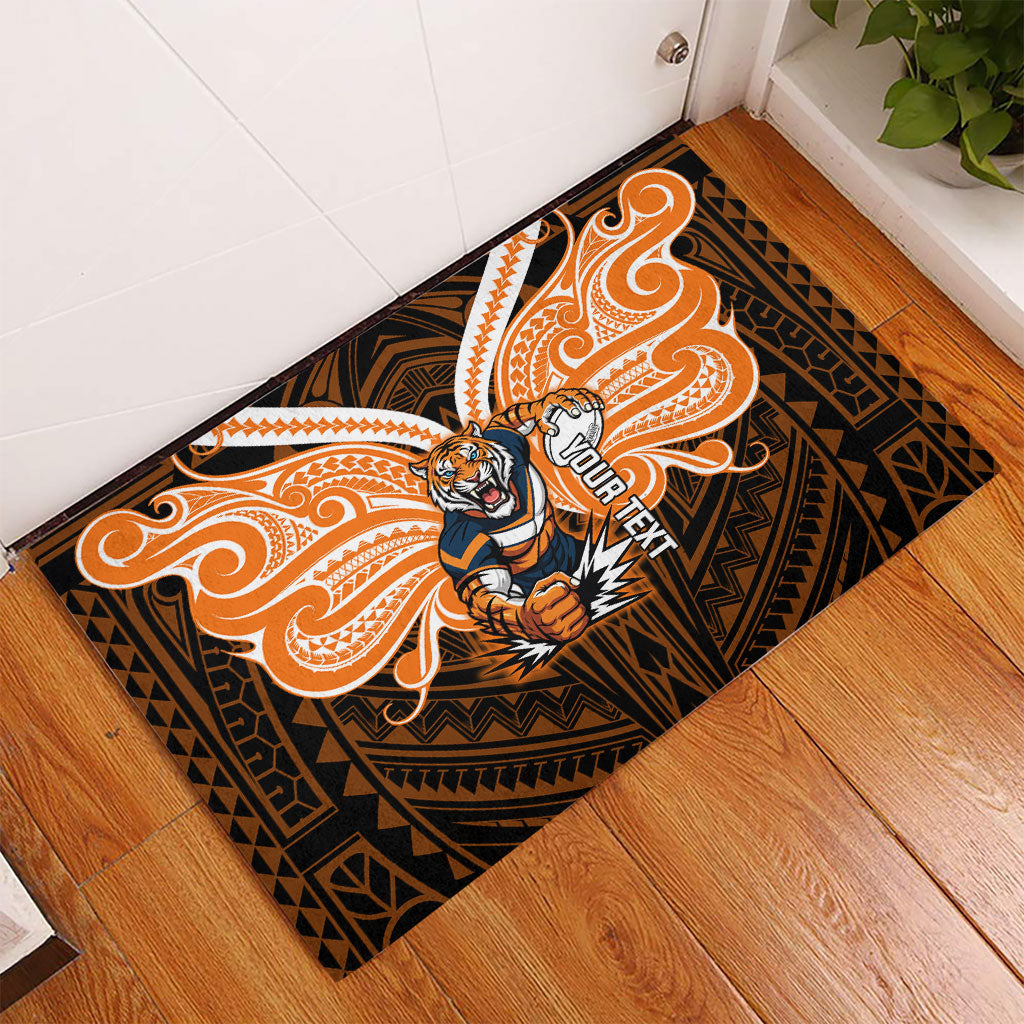 Custom Wests Tigers Rubber Doormat TigerWarrior Polynesia Islander Rugby Mascot