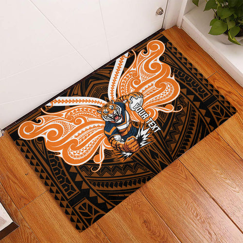 Custom Wests Tigers Rubber Doormat TigerWarrior Polynesia Islander Rugby Mascot