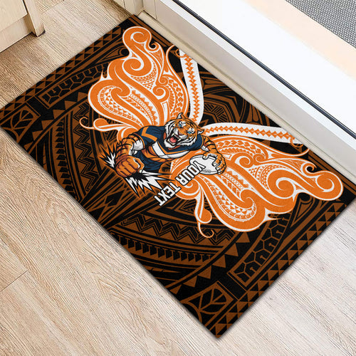 Custom Wests Tigers Rubber Doormat TigerWarrior Polynesia Islander Rugby Mascot